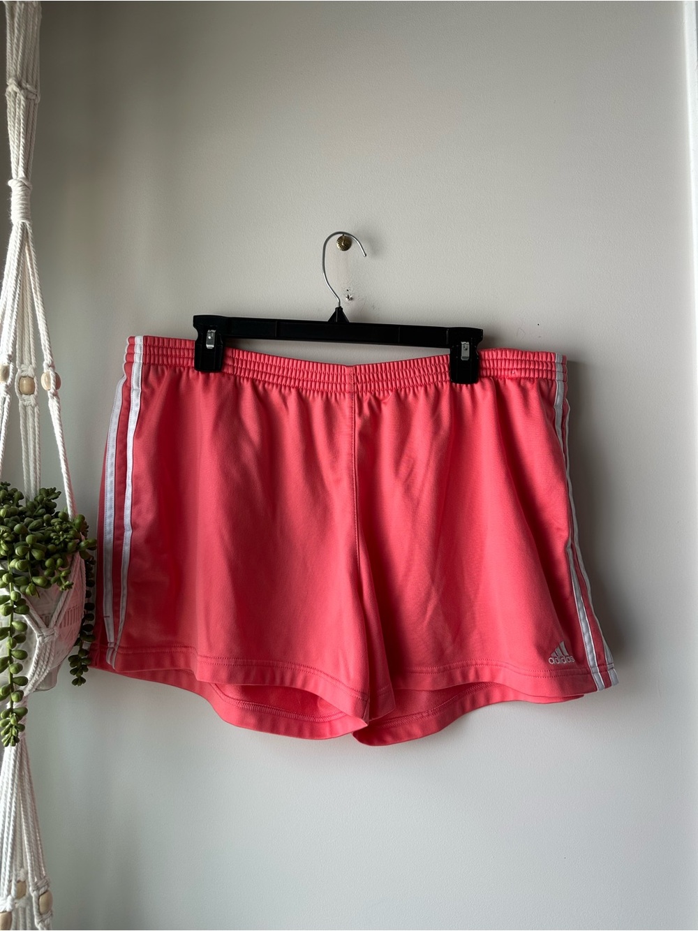 adidas Coral Athletic Shorts with White Side Stripes